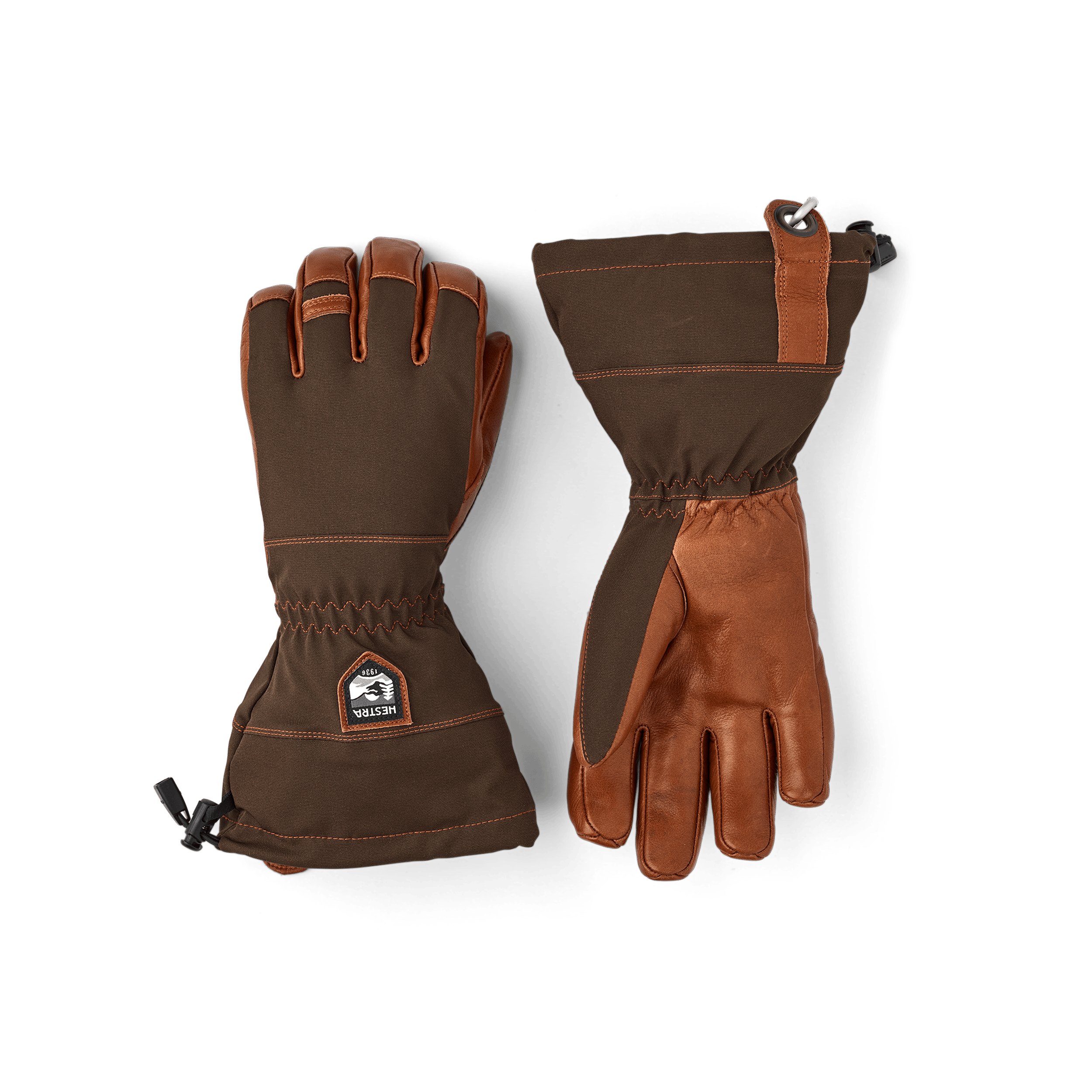 Dark green glove with brown cow hide palm (1 of 5)
