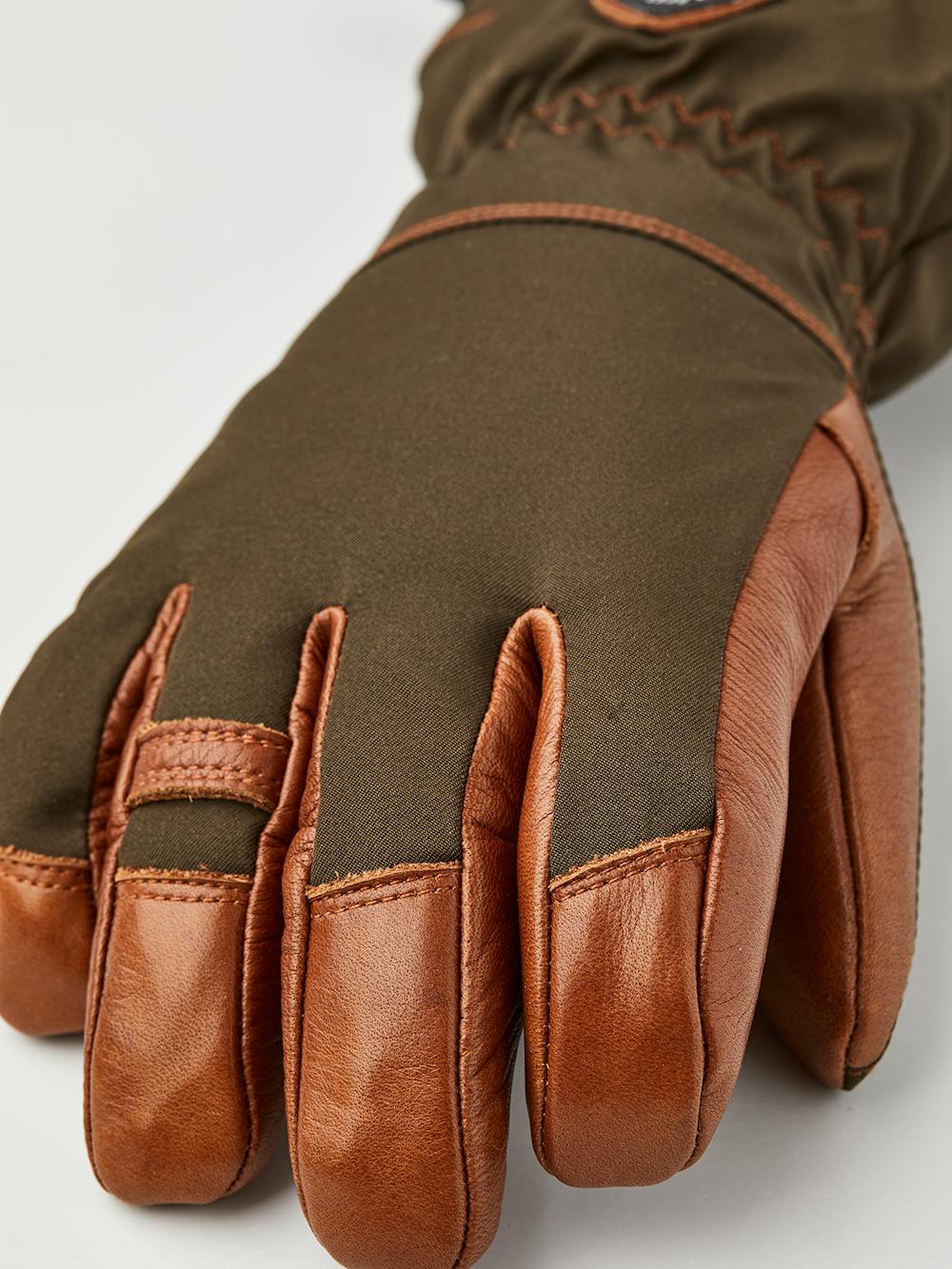 Dark green glove with brown cow hide palm (2 of 5)