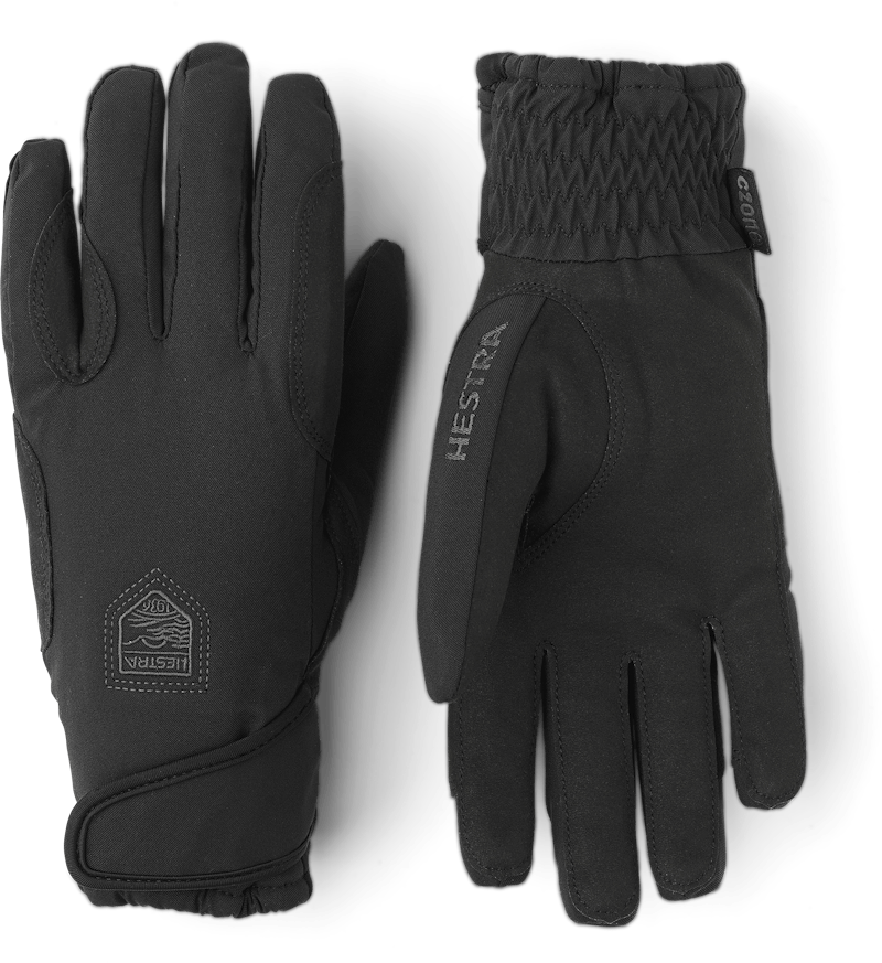 Black fabric riding glove with synthetic suede palm  (1 of 7)