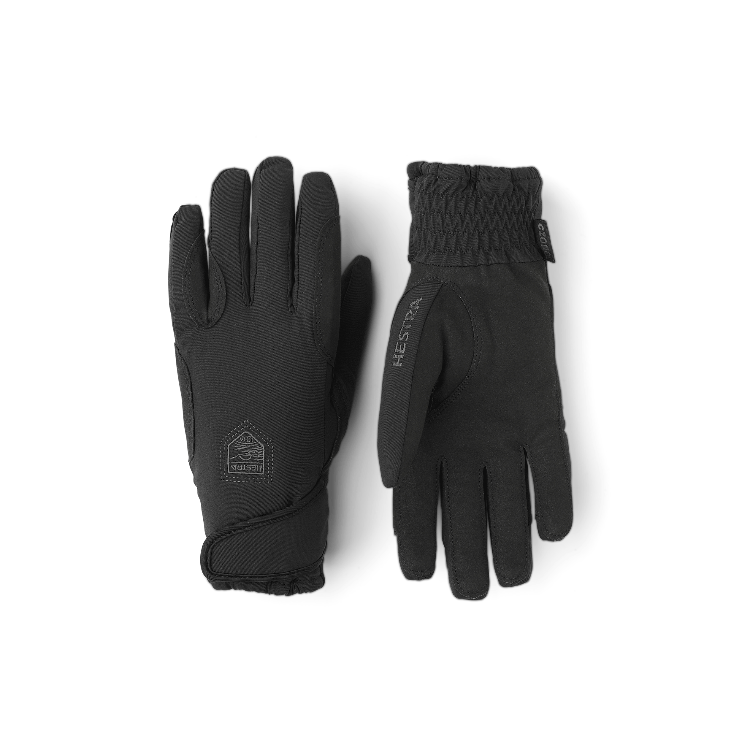 Black fabric riding glove with synthetic suede palm  (1 of 7)