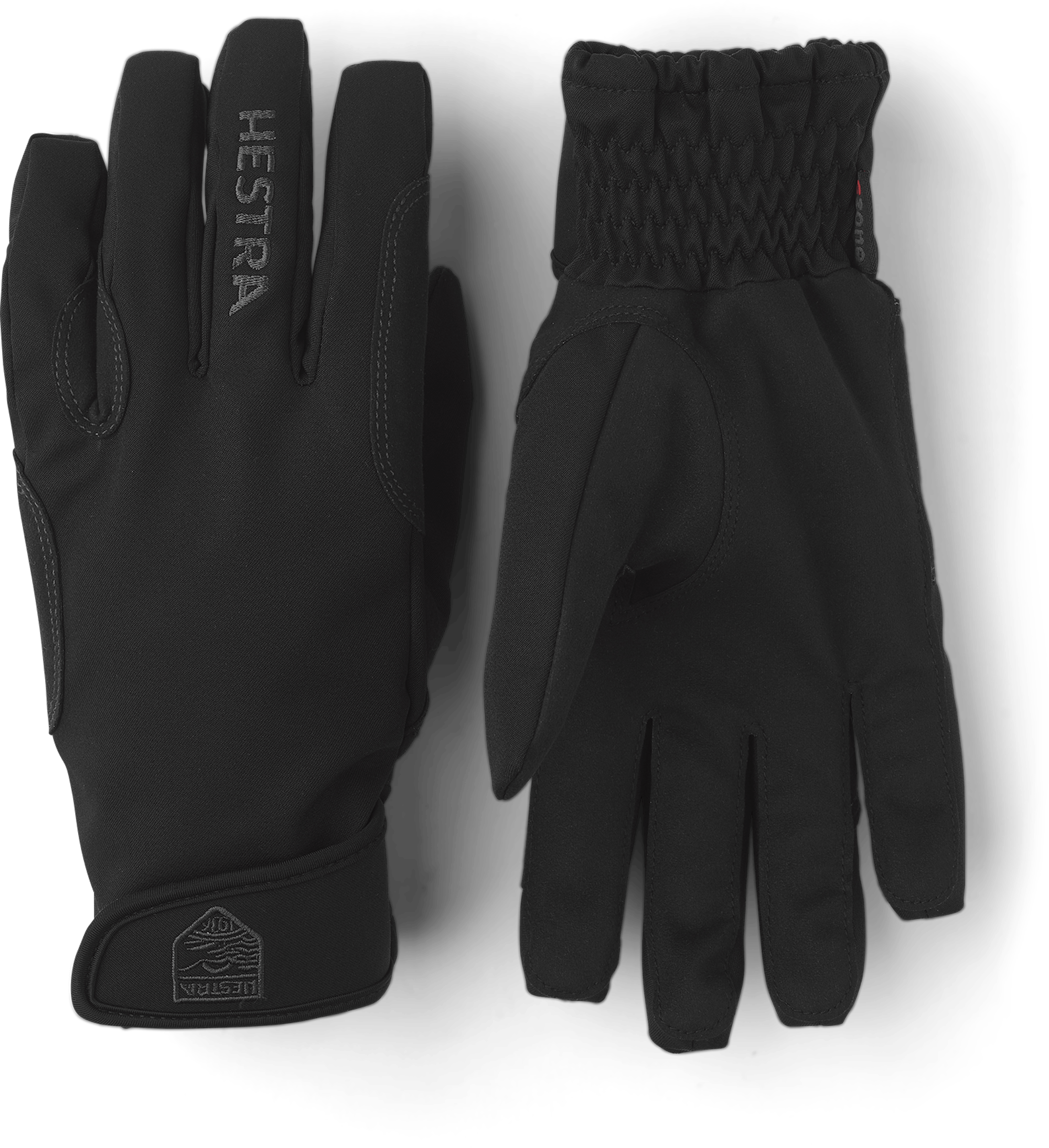 Black fabric riding glove with synthetic suede palm (1 of 5)