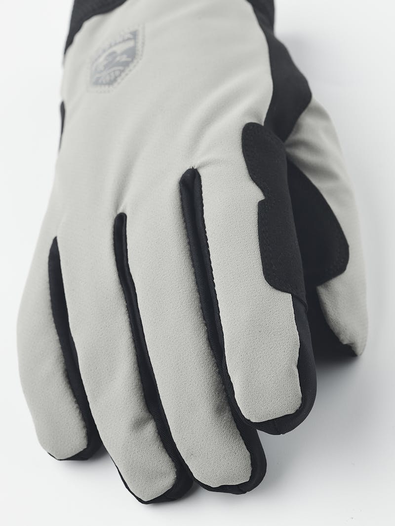 Beige fabric cycling glove with black synthetic suede palm (6 of 9)