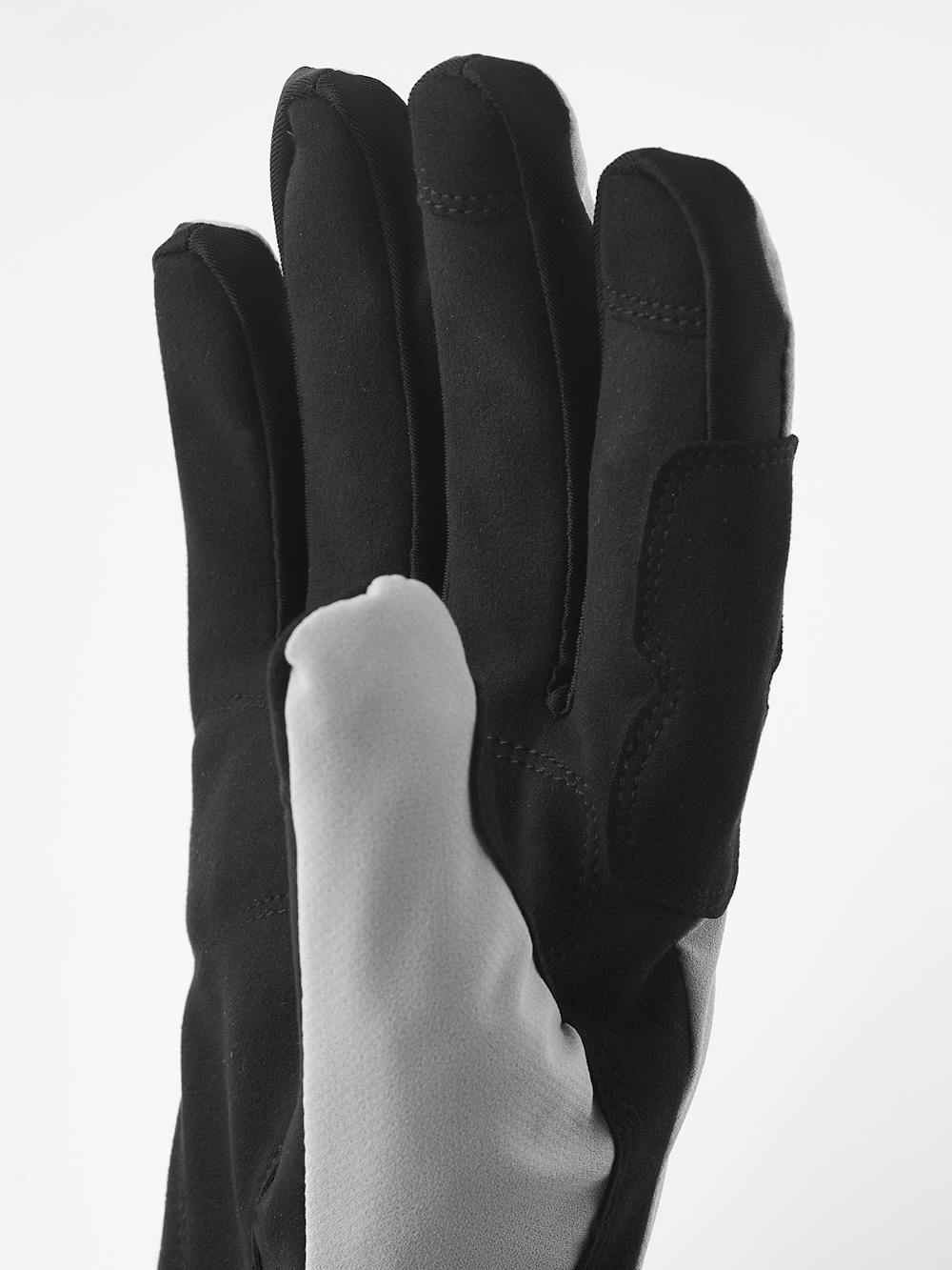 Beiger Fahrradhandschuh aus Stoff mit schwarzer Innenhand aus synthetischem Wildleder (2 oder 9)