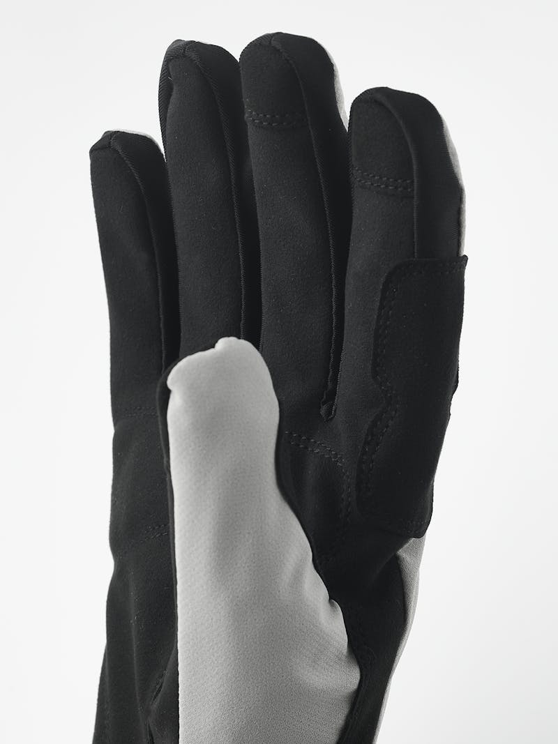 Beige fabric cycling glove with black synthetic suede palm (2 of 9)