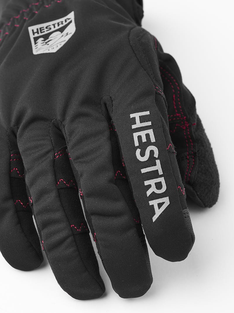 Black fabric cycling glove with synthetic suede palm and touch function (3 of 5)