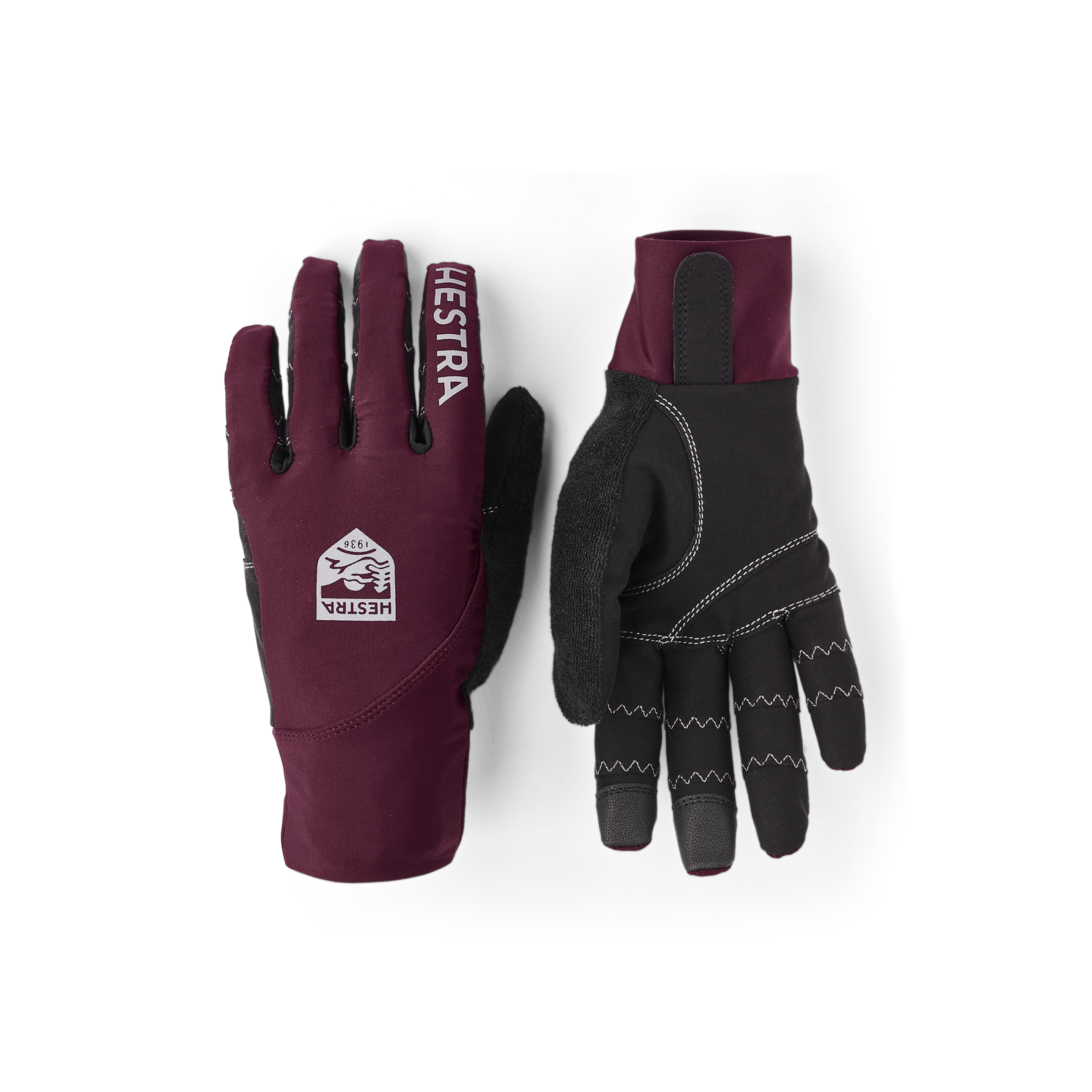 Wine red cycling glove with lycra back and black synthetic suede palm  (1 of 9)