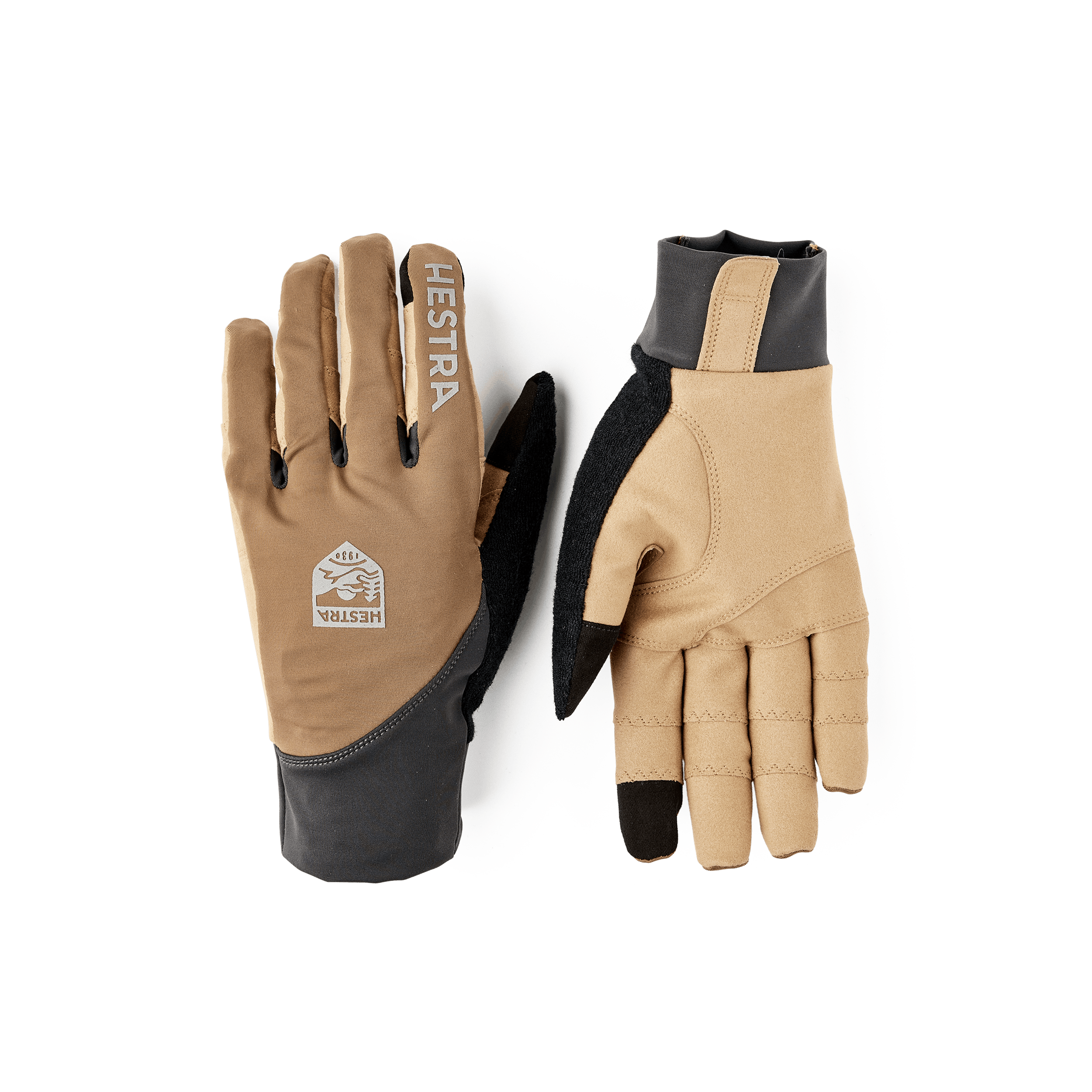 Light brown cycling glove with lycra back and light brown synthetic suede palm (1 of 8)