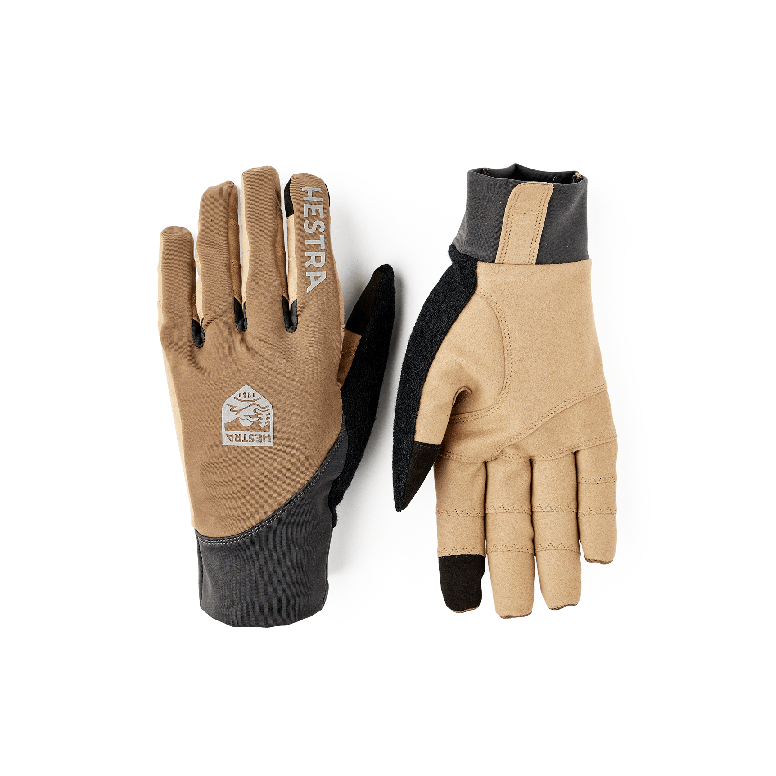 Light brown cycling glove with lycra back and light brown synthetic suede palm (1 of 8)