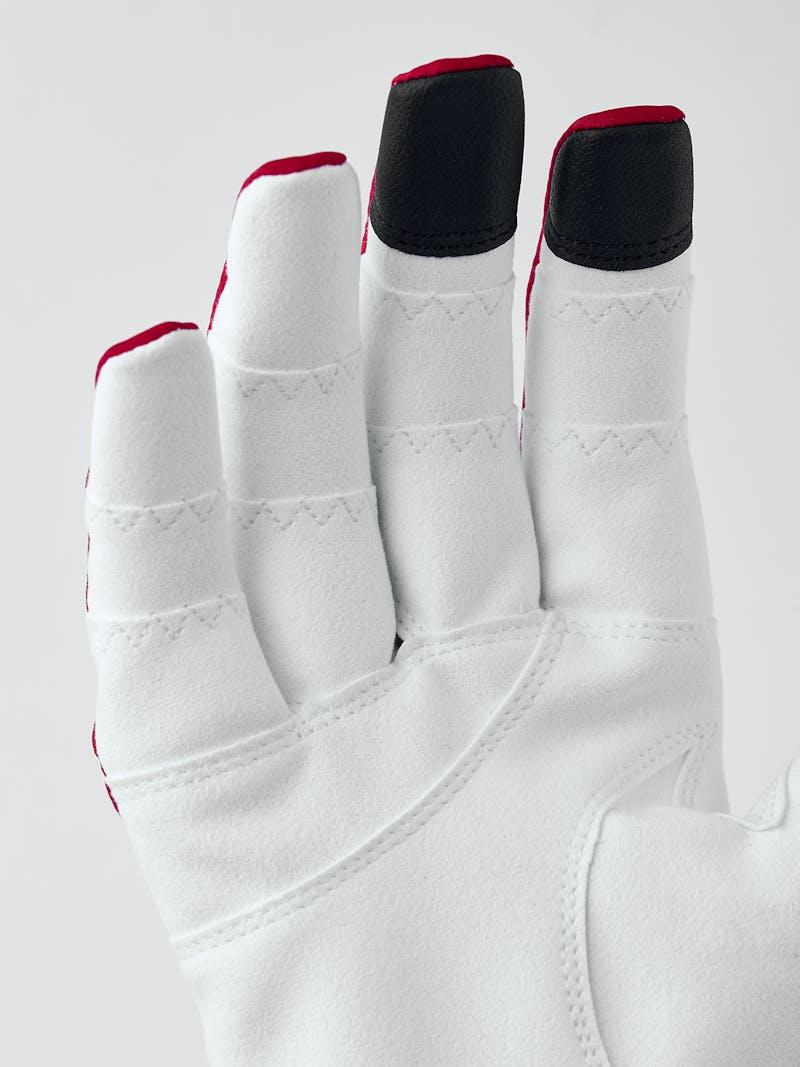 Red and blue cycling glove with lycra back and white synthetic suede palm  (4 of 5)