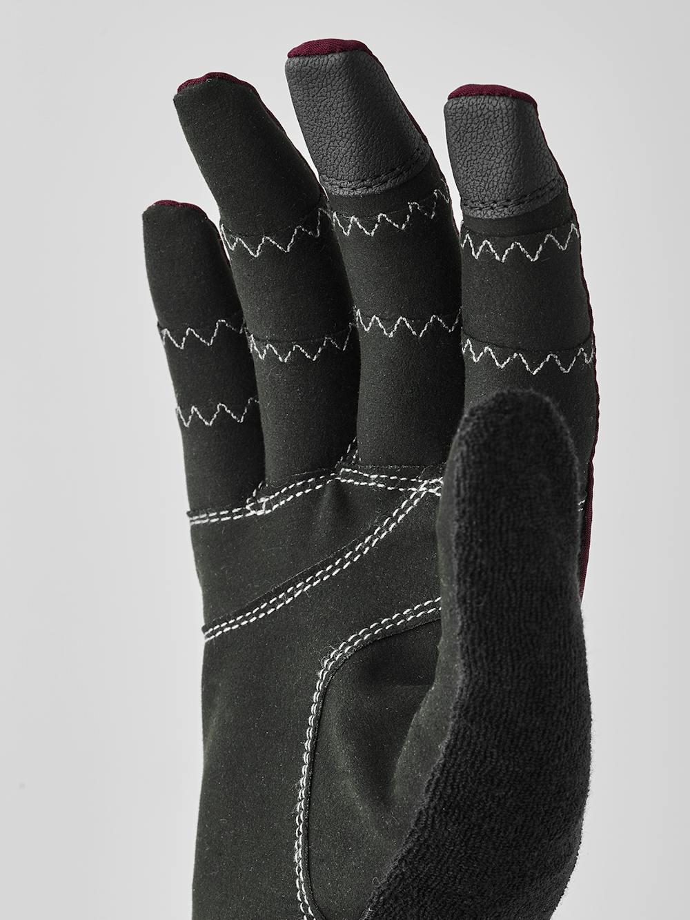 Wine red cycling glove with lycra back and black synthetic suede palm  (5 of 9)