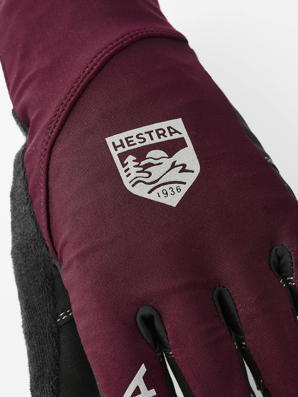 Wine red cycling glove with lycra back and black synthetic suede palm  (7 of 9)
