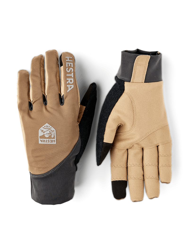 Light brown cycling glove with lycra back and light brown synthetic suede palm (1 of 8)
