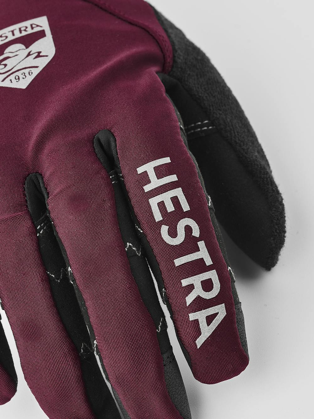 Wine red cycling glove with lycra back and black synthetic suede palm  (3 of 9)