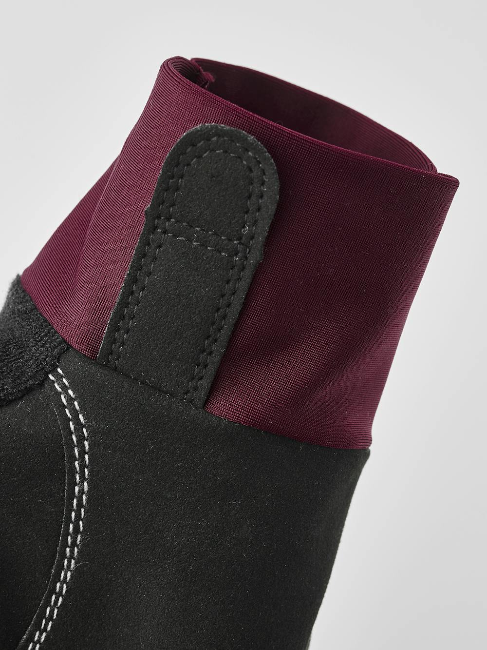Wine red cycling glove with lycra back and black synthetic suede palm  (8 of 9)