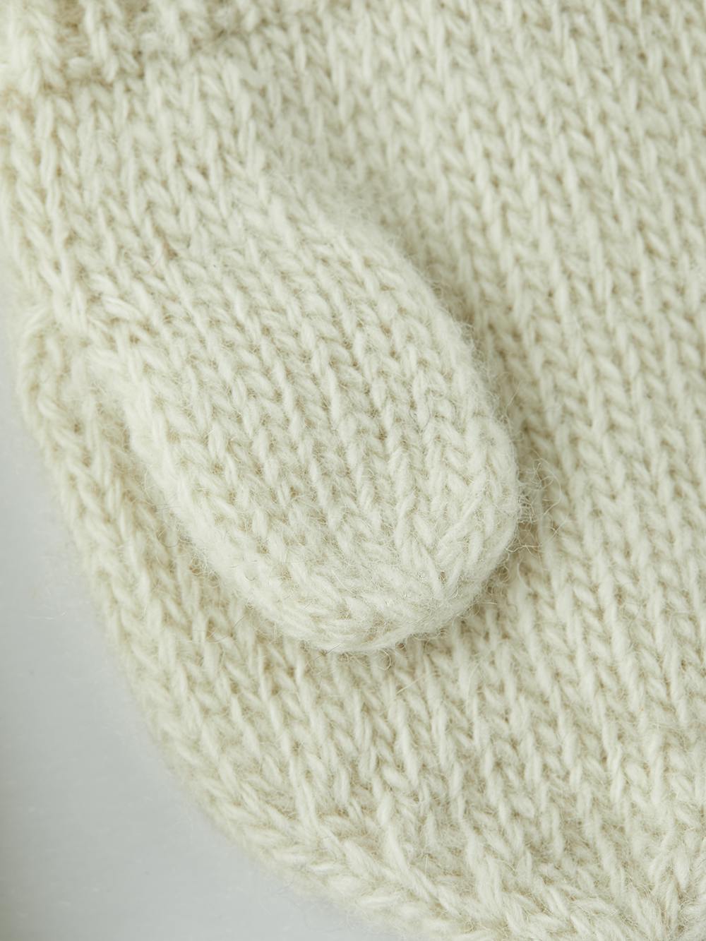White knitted mitten in wool and cashmere mix (3 of 3)