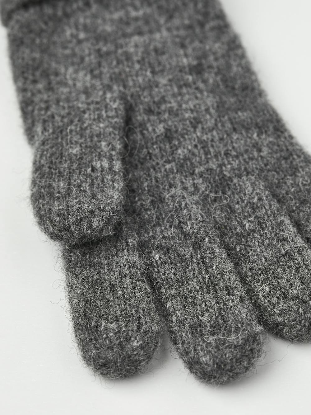 Grauer gestrickter Fingerhandschuh aus Woll-Kaschmir-Mix (3 oder 3)