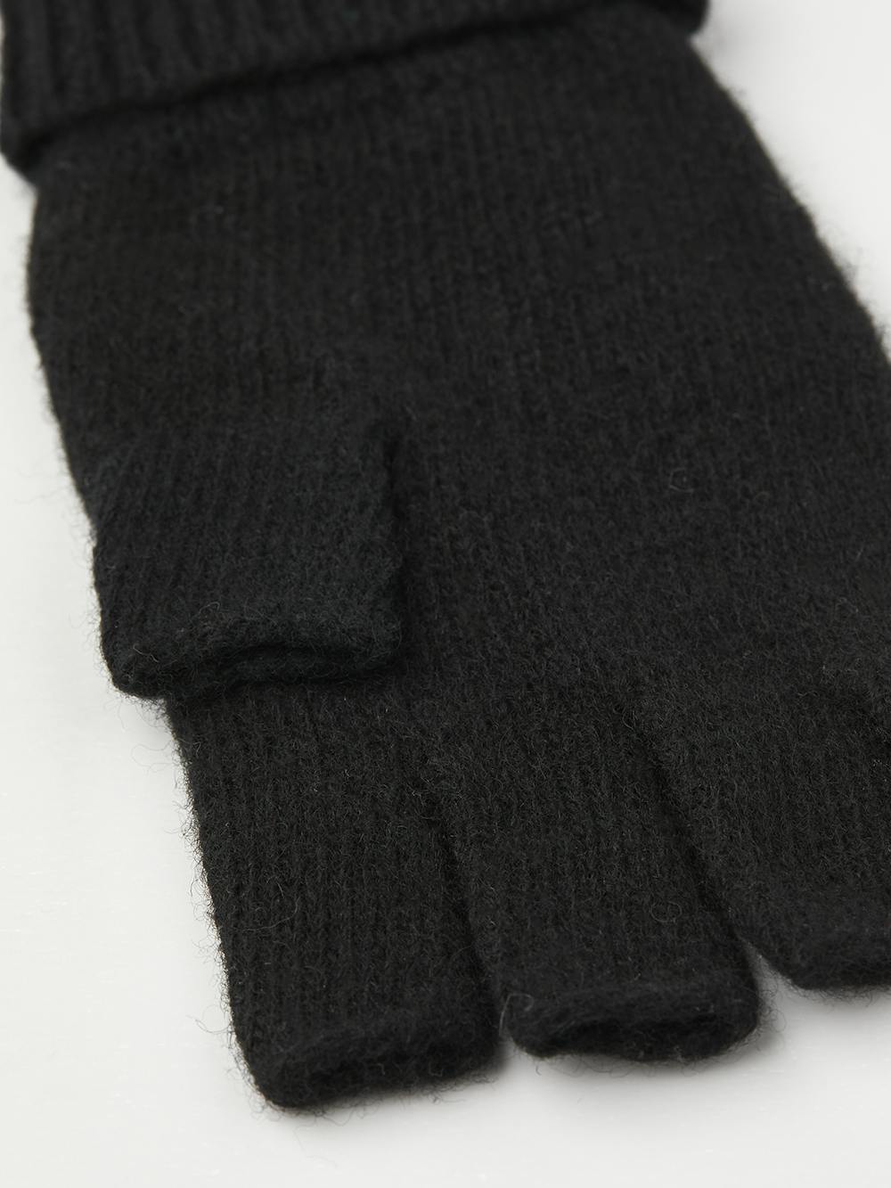 Black knitted fingerless glove in wool and cashmere mix (3 of 3)