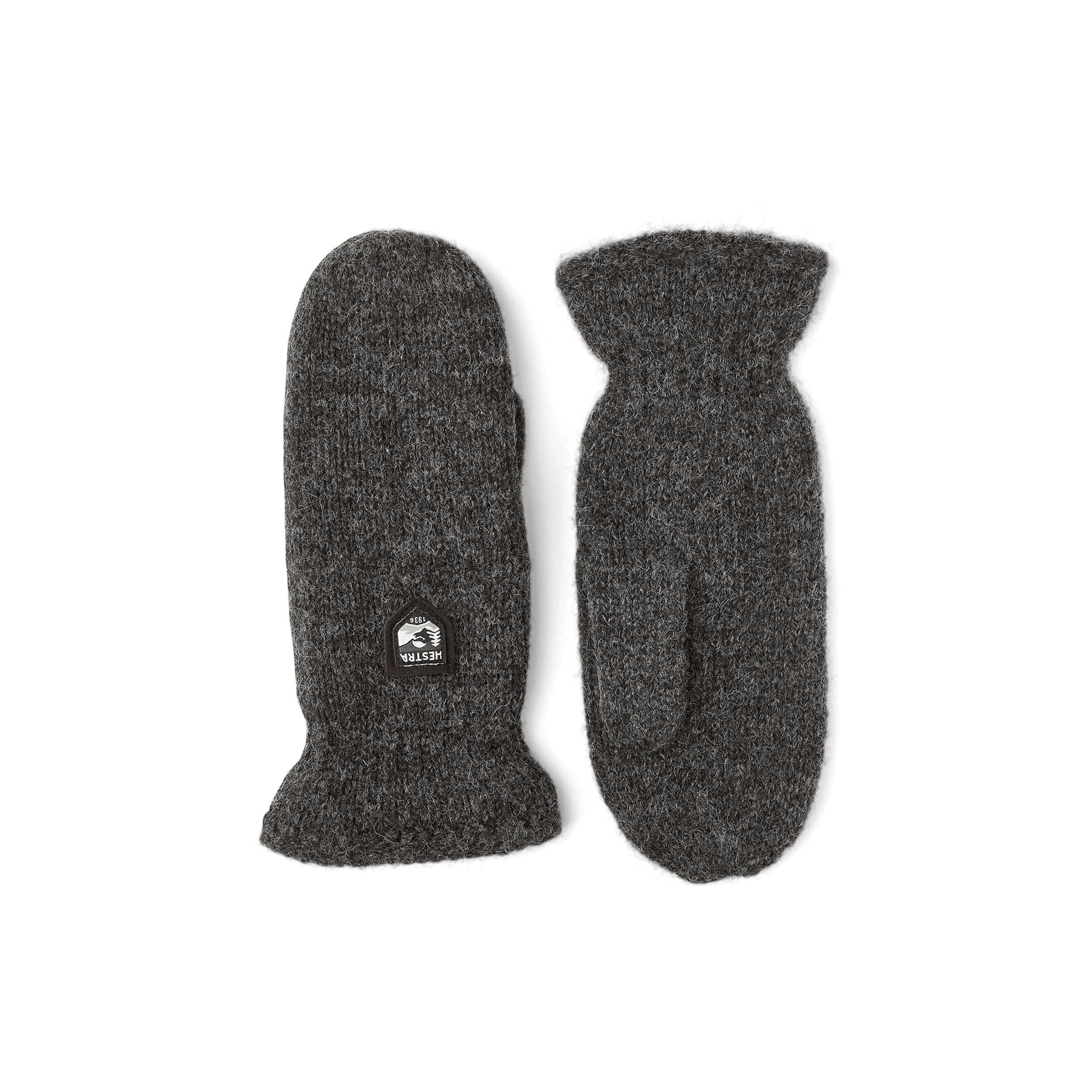 Mörkgrå stickad tumvante i shetlandsull
 (1 av 2)