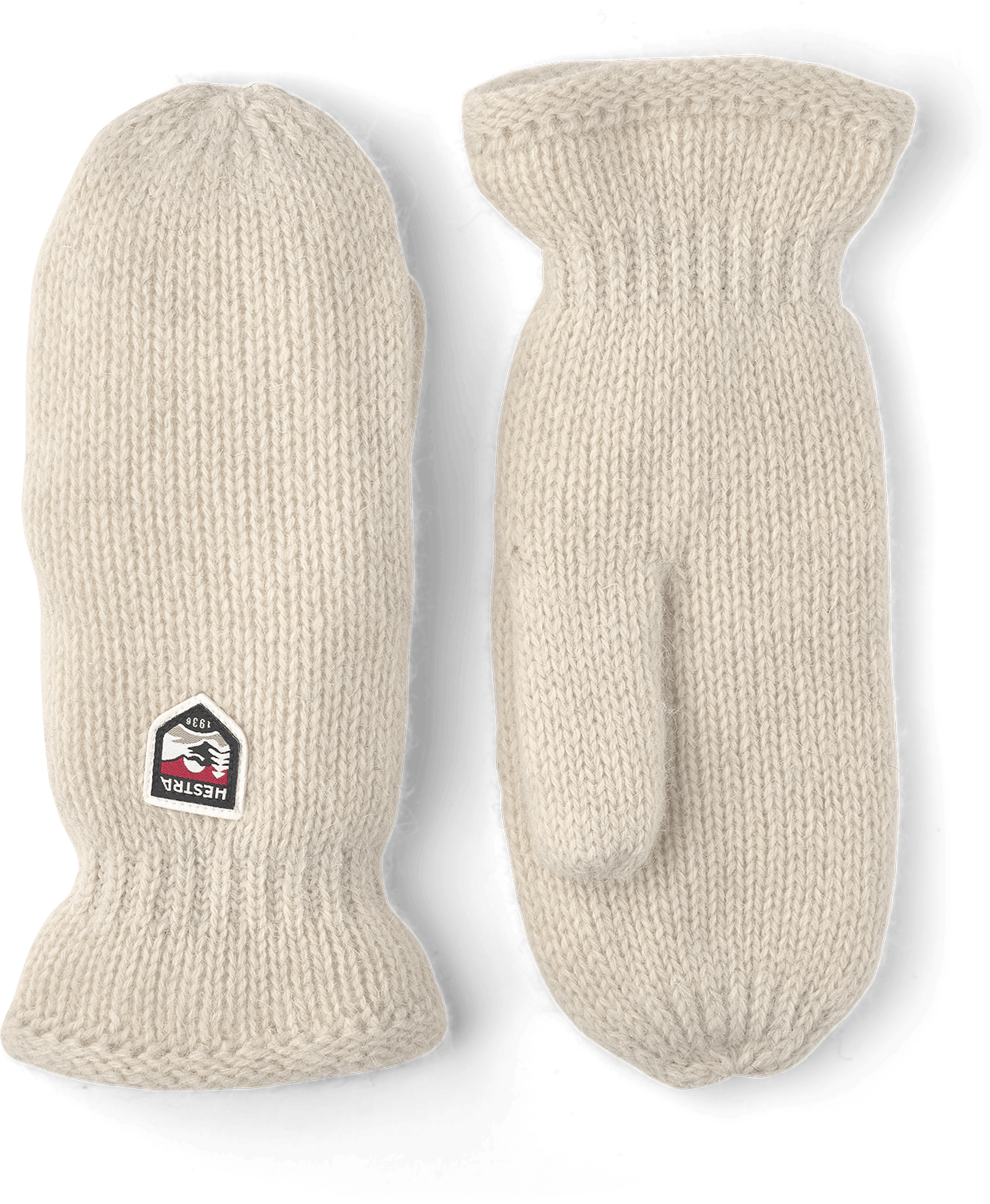 White knitted mitten in Shetland wool (1 of 2)