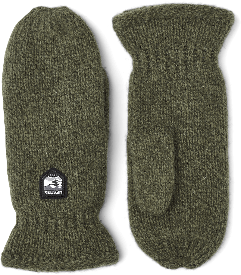Dark green knitted mitten in Shetland wool (1 of 2)