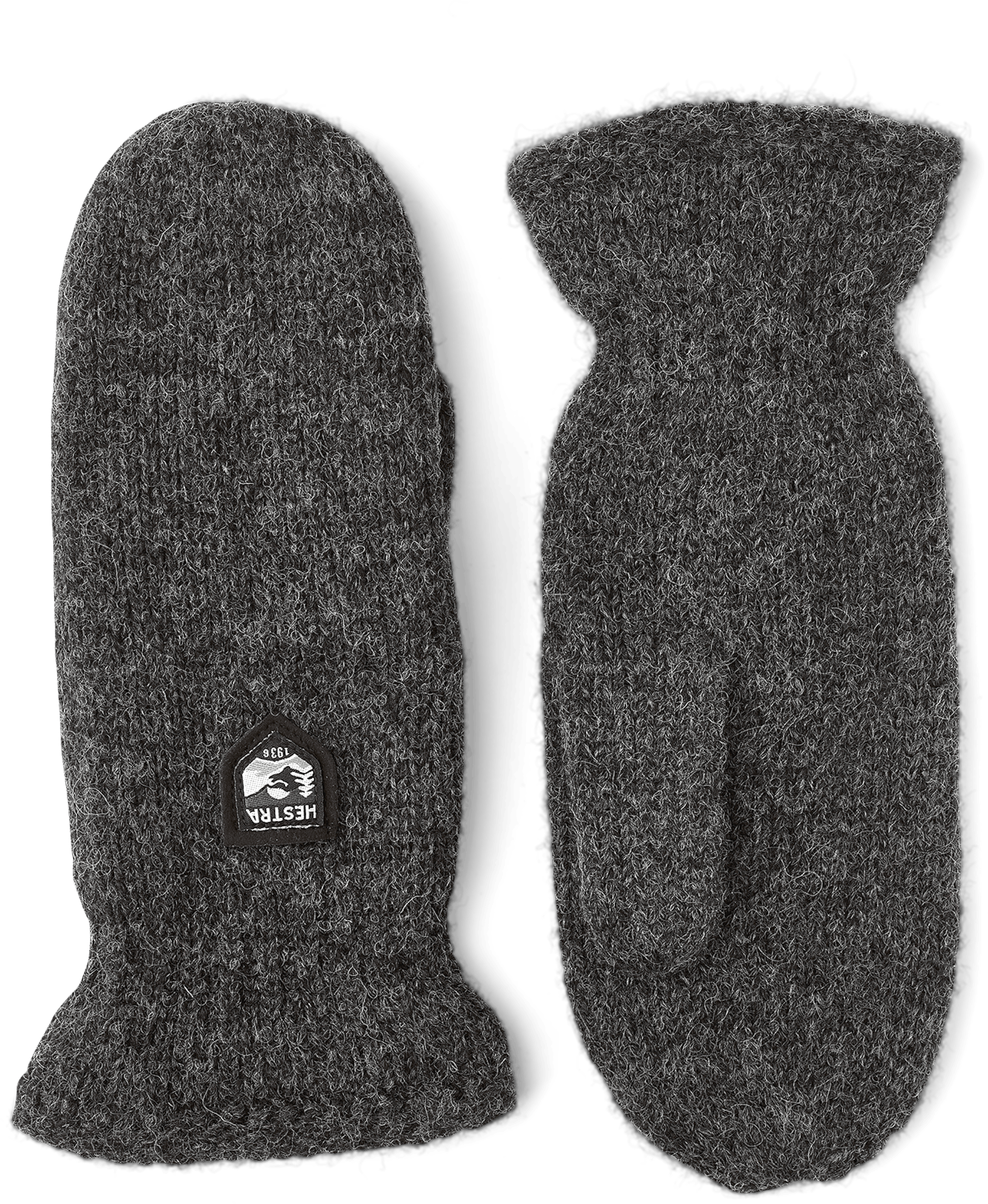 Dark gray knitted mitten in Shetland wool (1 of 2)