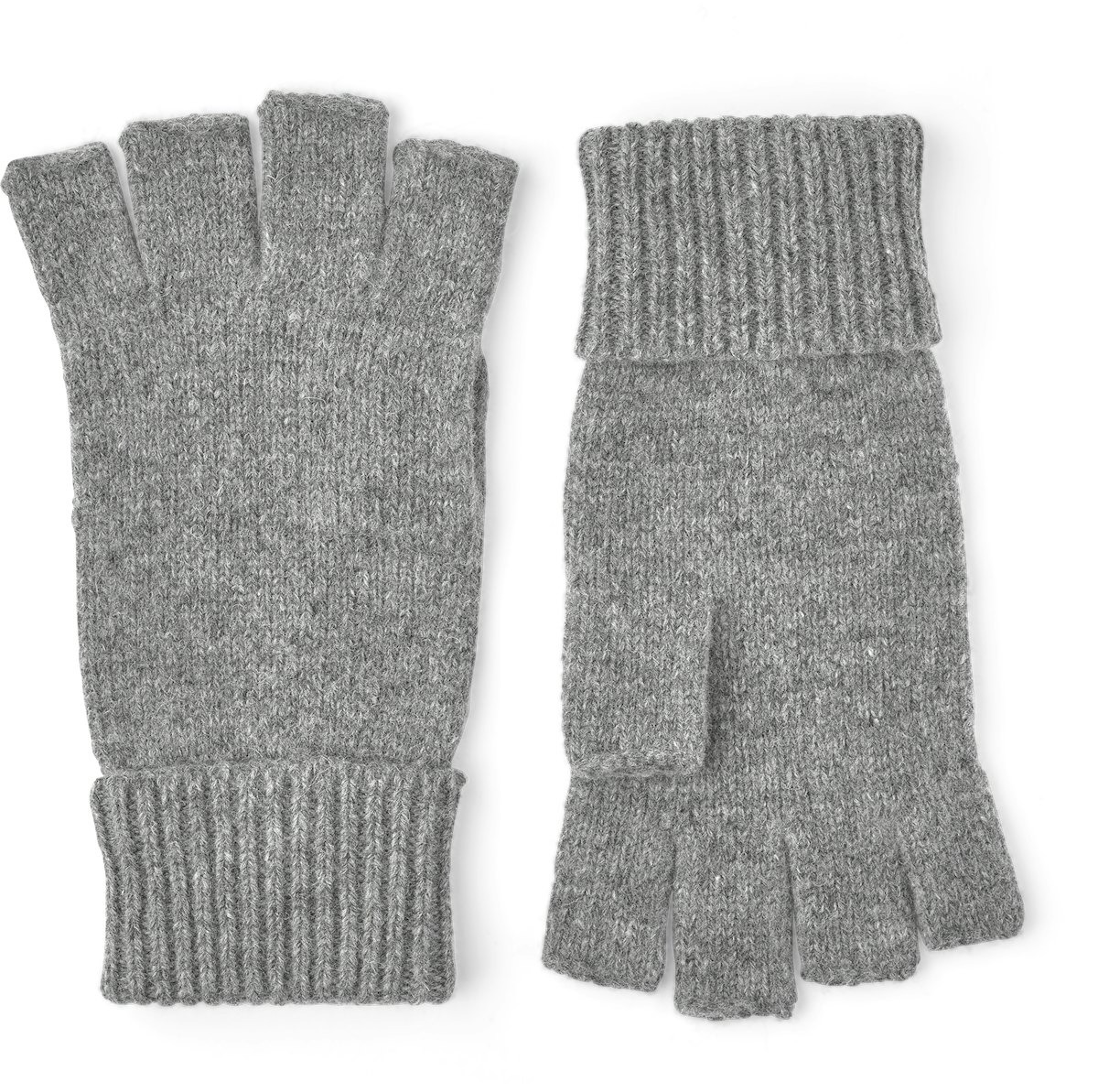Premium Photo  Knitting gloves made of gray wool. top view.