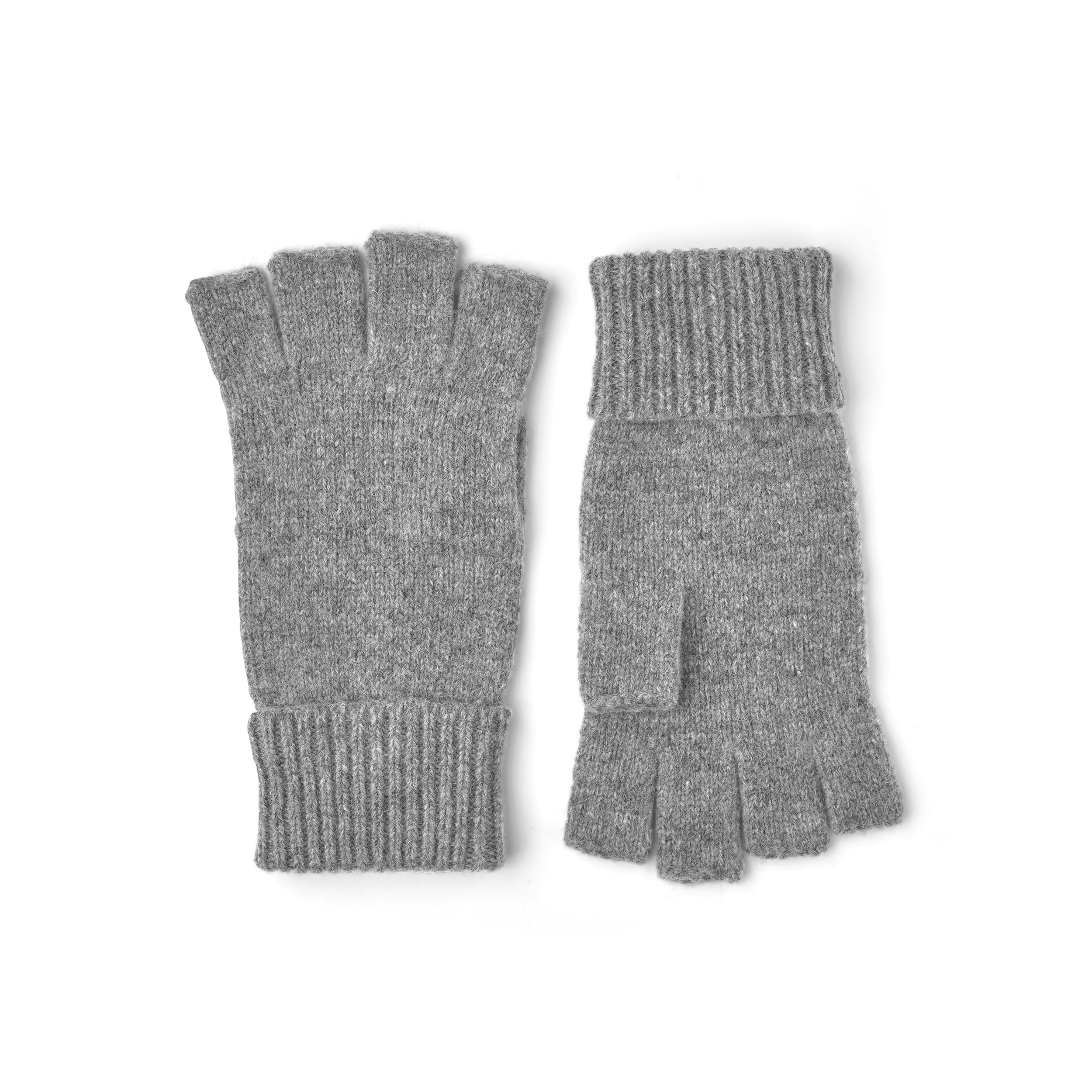 Gray knitted fingerless glove in wool blend (1 of 2)