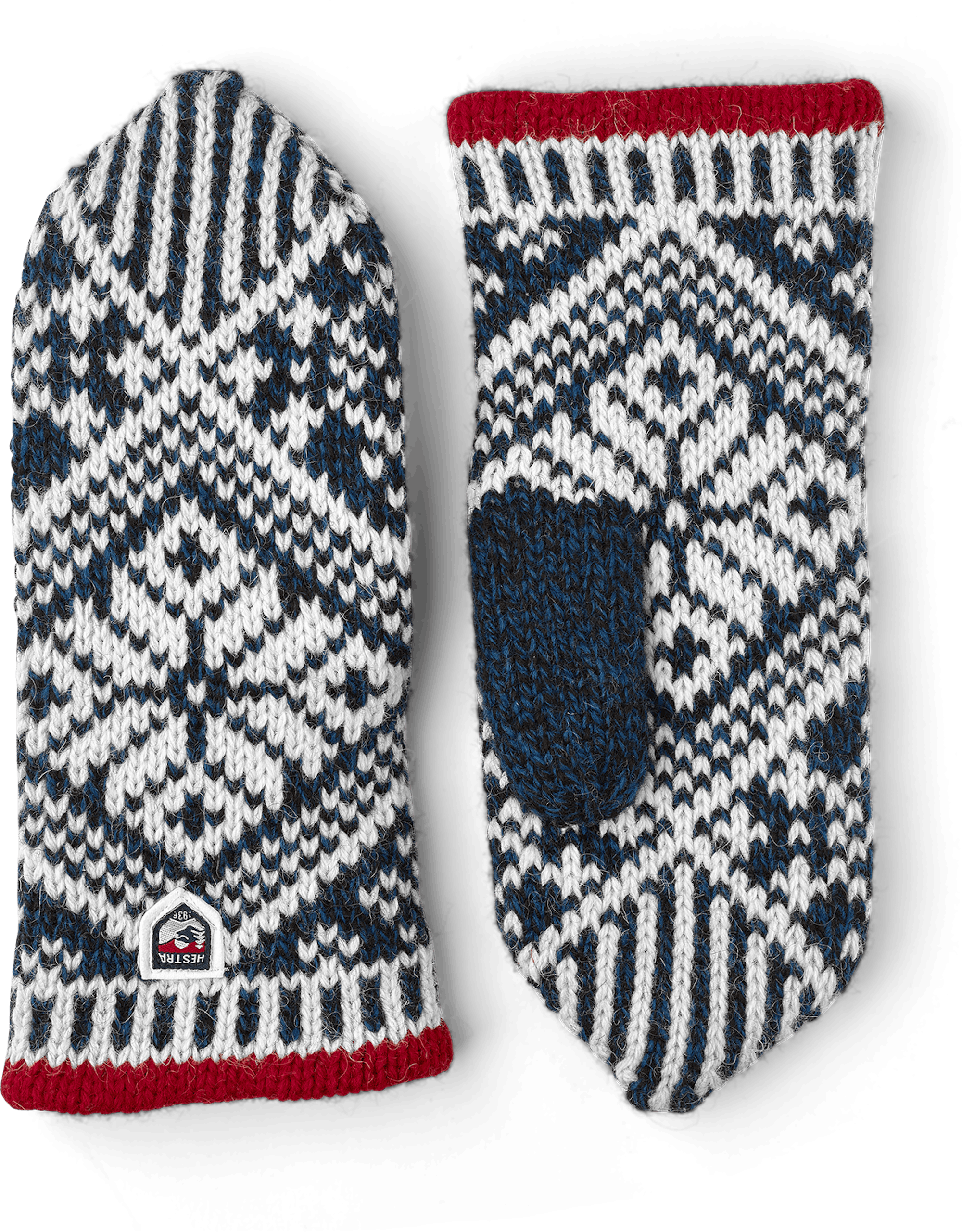 Blue and white knitted mitten in Shetland wool (1 of 2)