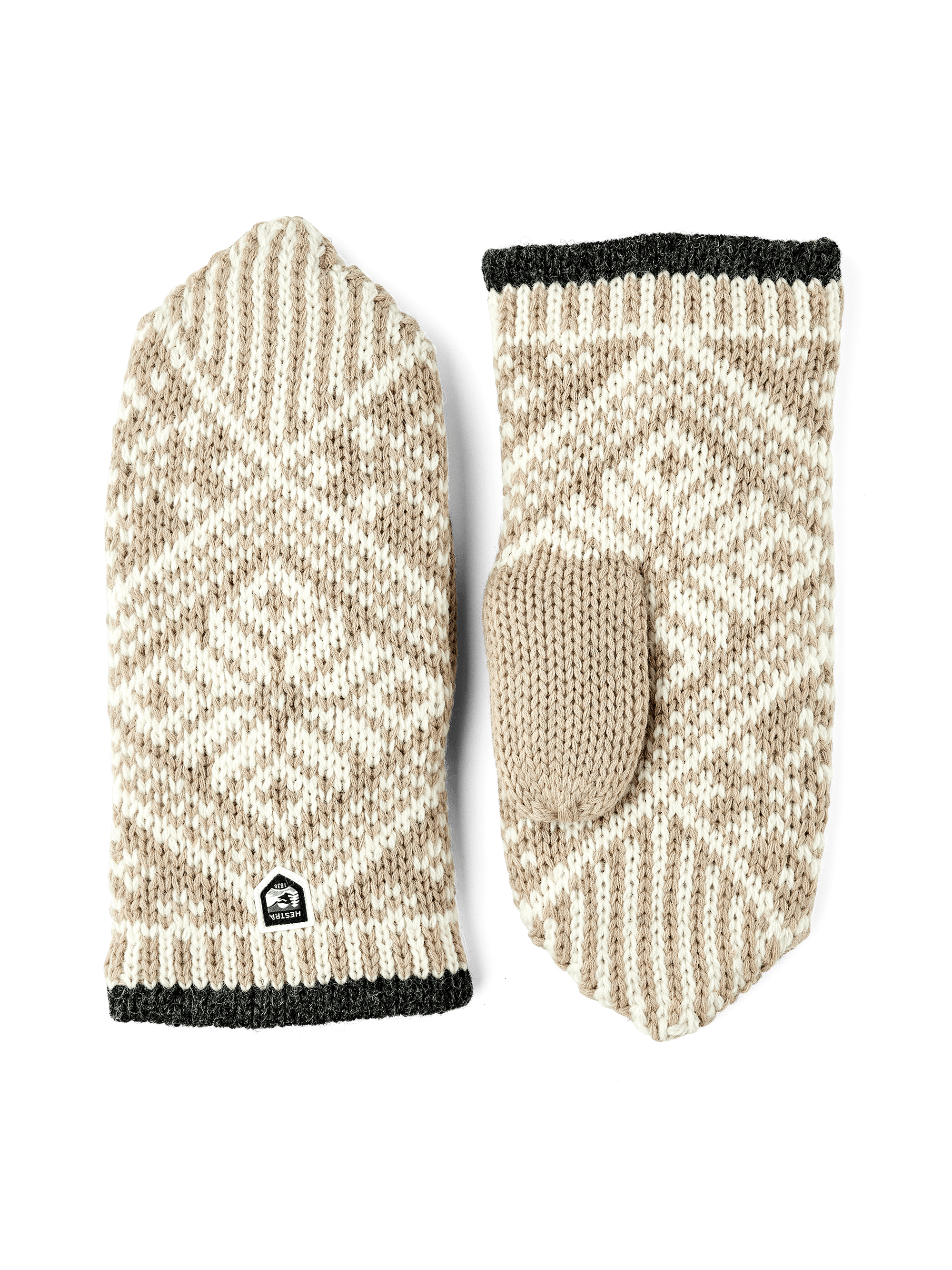 Beige and white knitted mitten in Shetland wool (1 of 4)