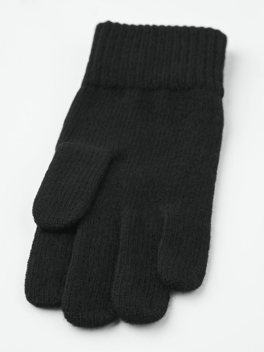 Schwarzer gestrickter Fingerhandschuh aus Kaschmir (2 oder 3)