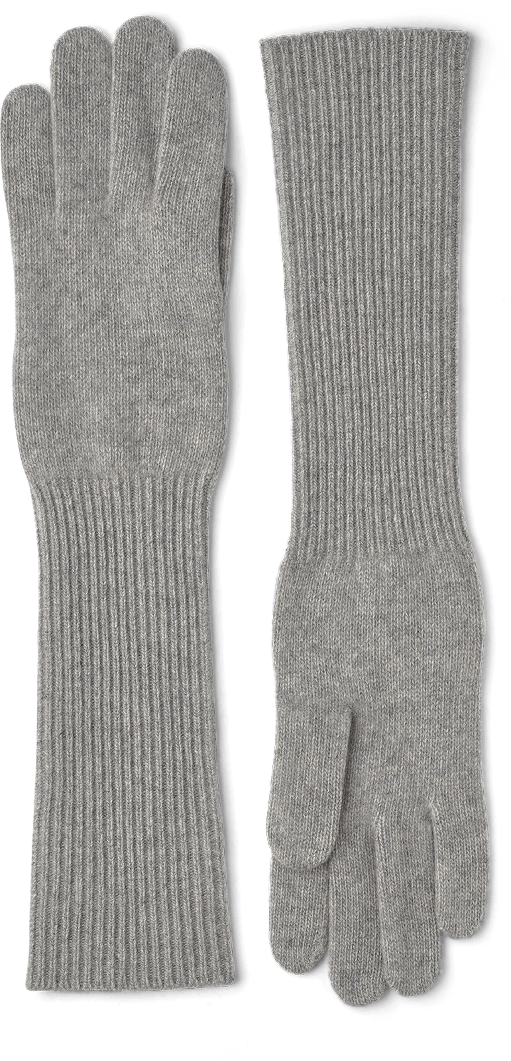 Light gray long knitted cashmere glove (1 of 4)