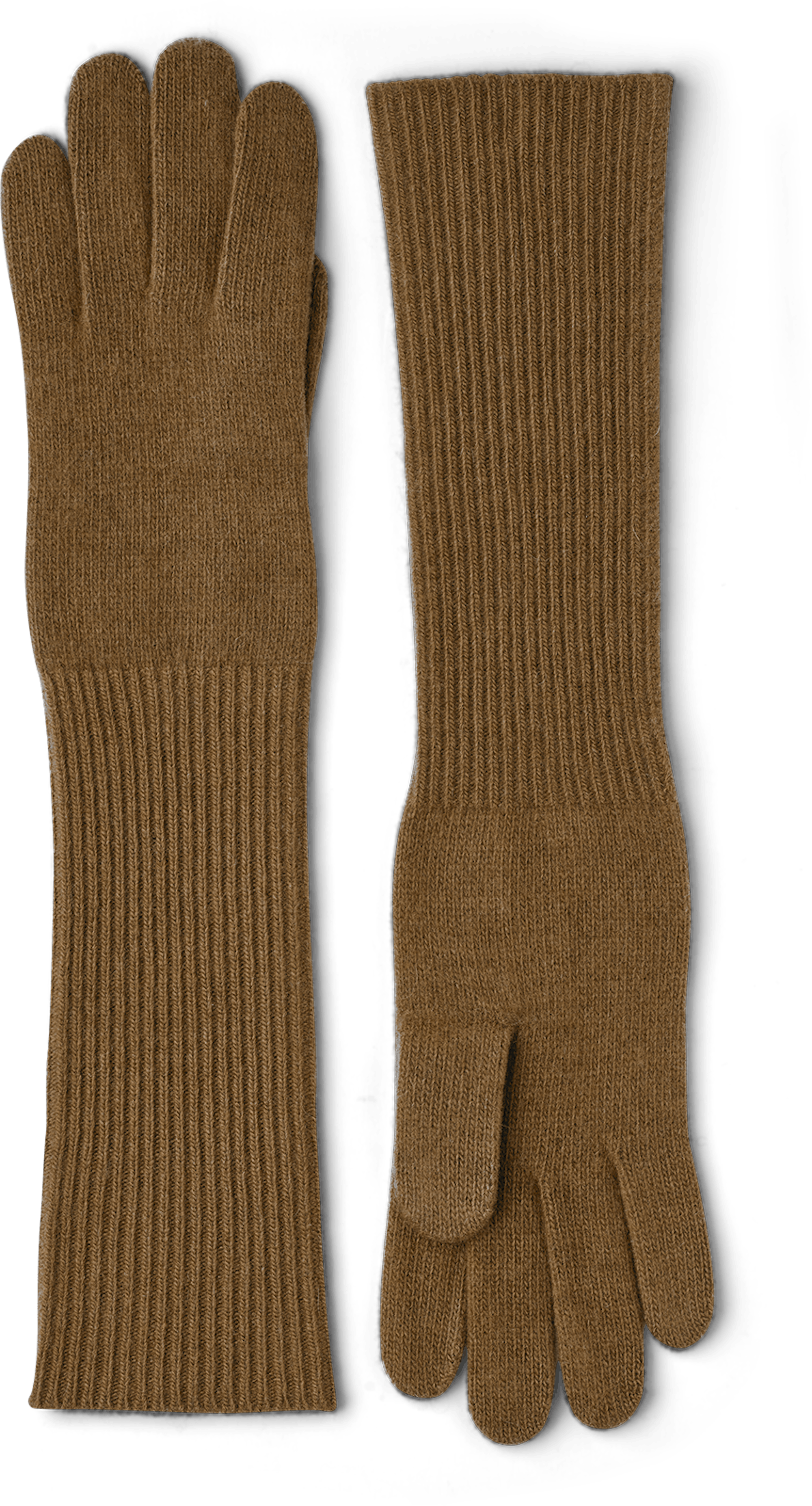 Dark beige long knitted cashmere glove (1 of 3)