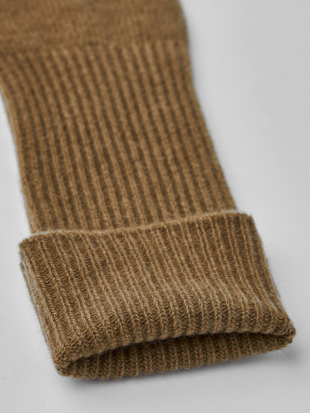 Dark beige long knitted cashmere glove (2 of 3)