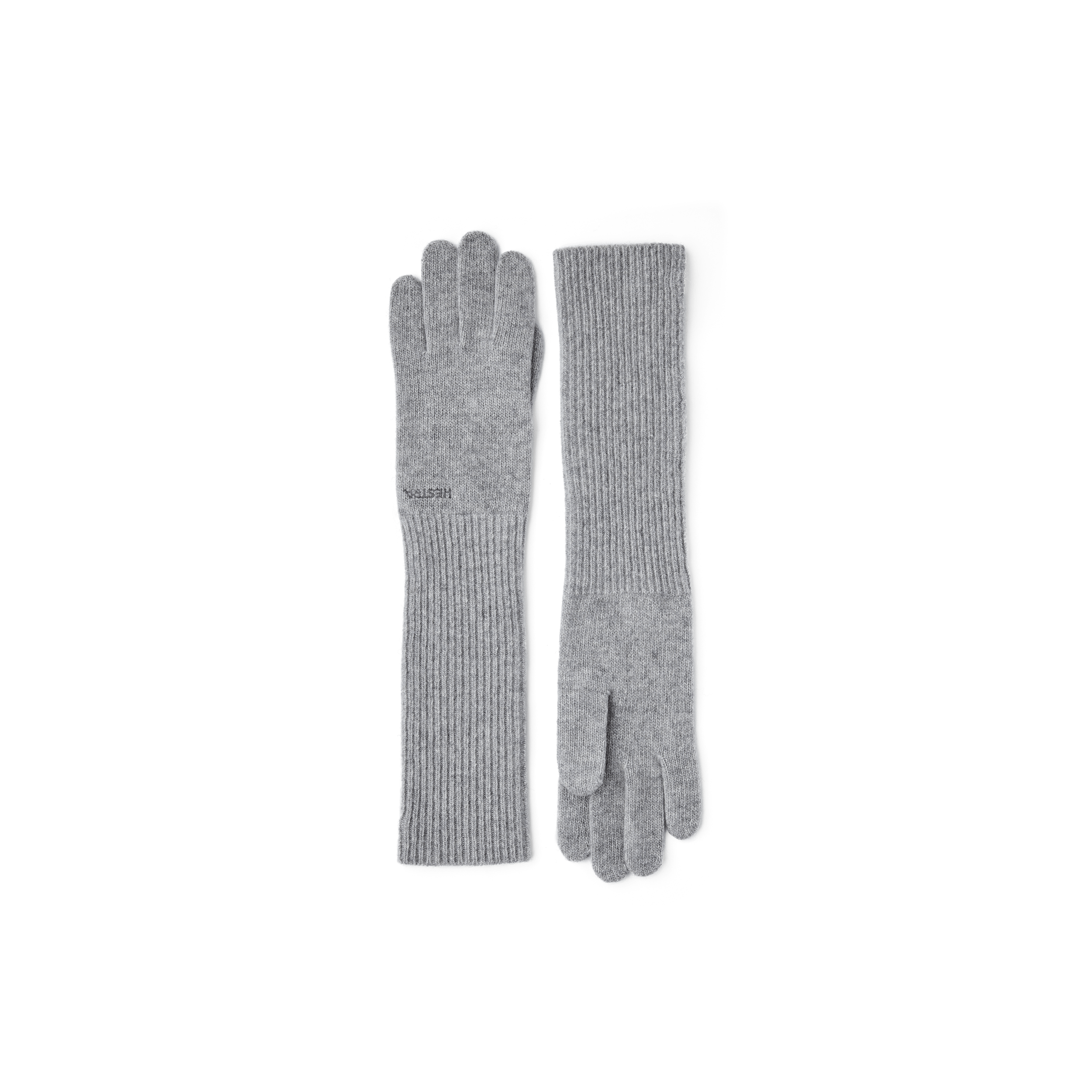 Light gray long knitted cashmere glove (1 of 4)