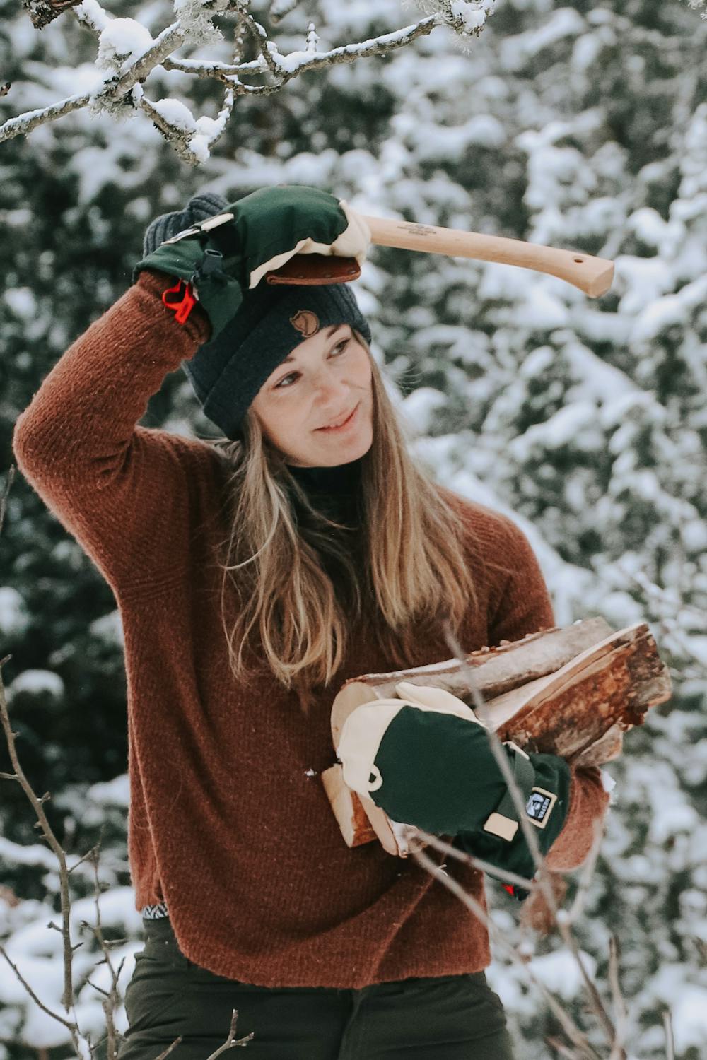 Dunkelgrüner Fausthandschuh aus Stoff mit hellgelbem Rindsleder  (5 oder 9)