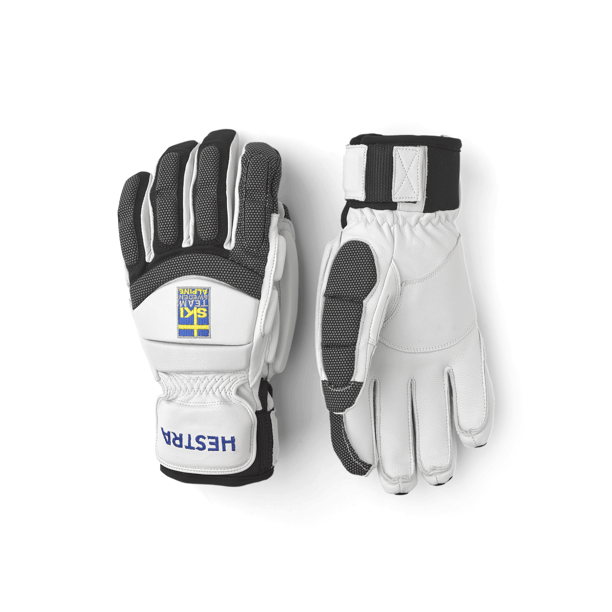 White goat leather ski glove with gray backhand protection 
 (1 of 4)