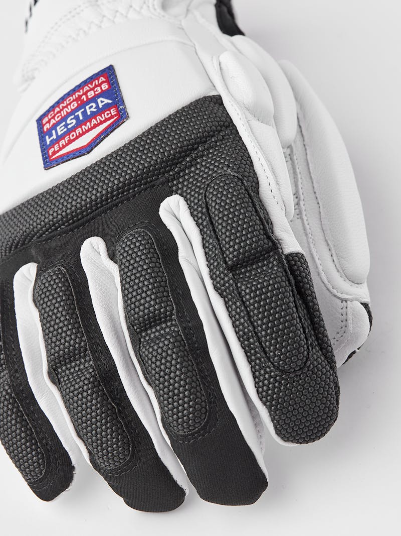 White goat leather ski glove with gray backhand protection 
 (4 of 4)