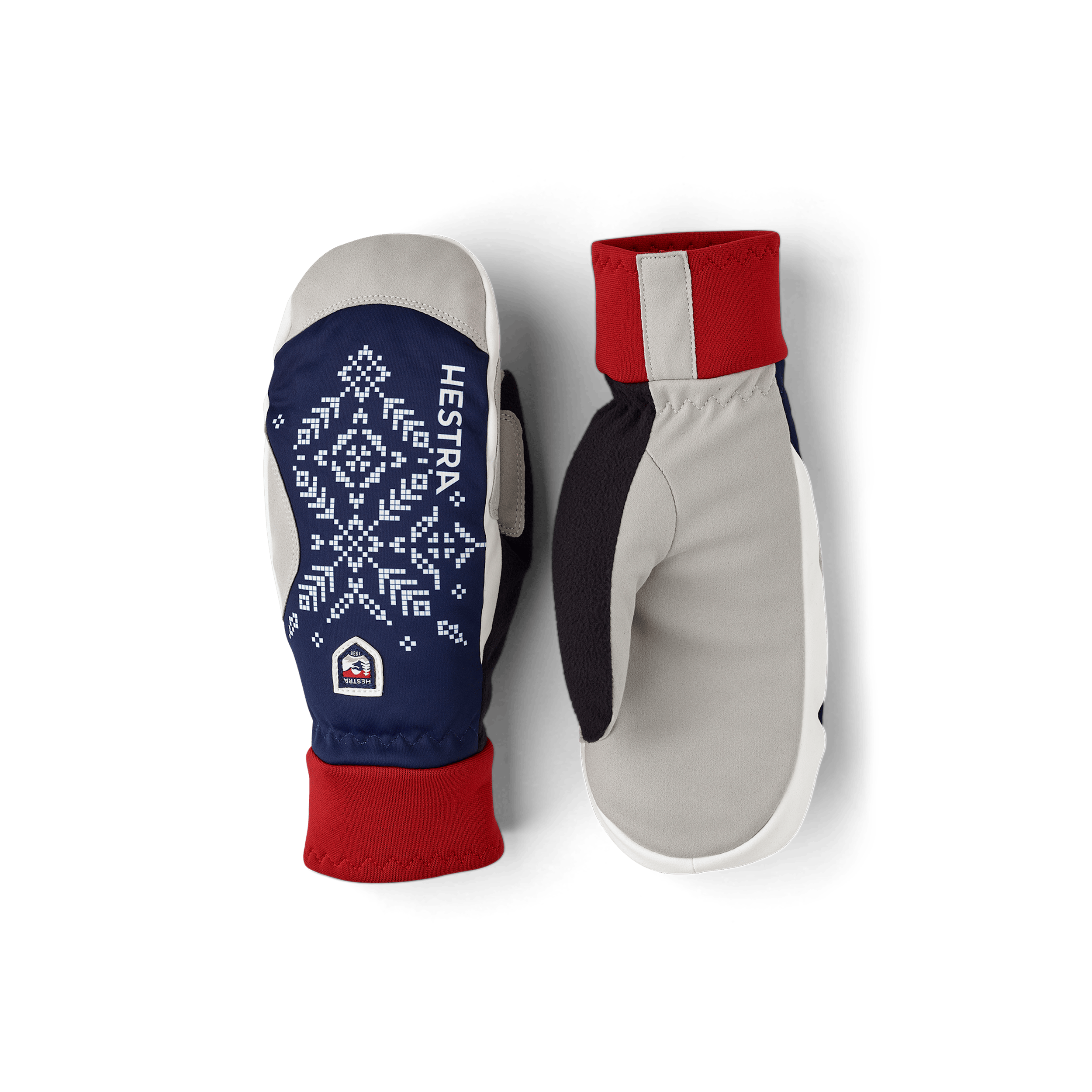 Dark blue print fabric mitten with gray palm  (1 of 5)