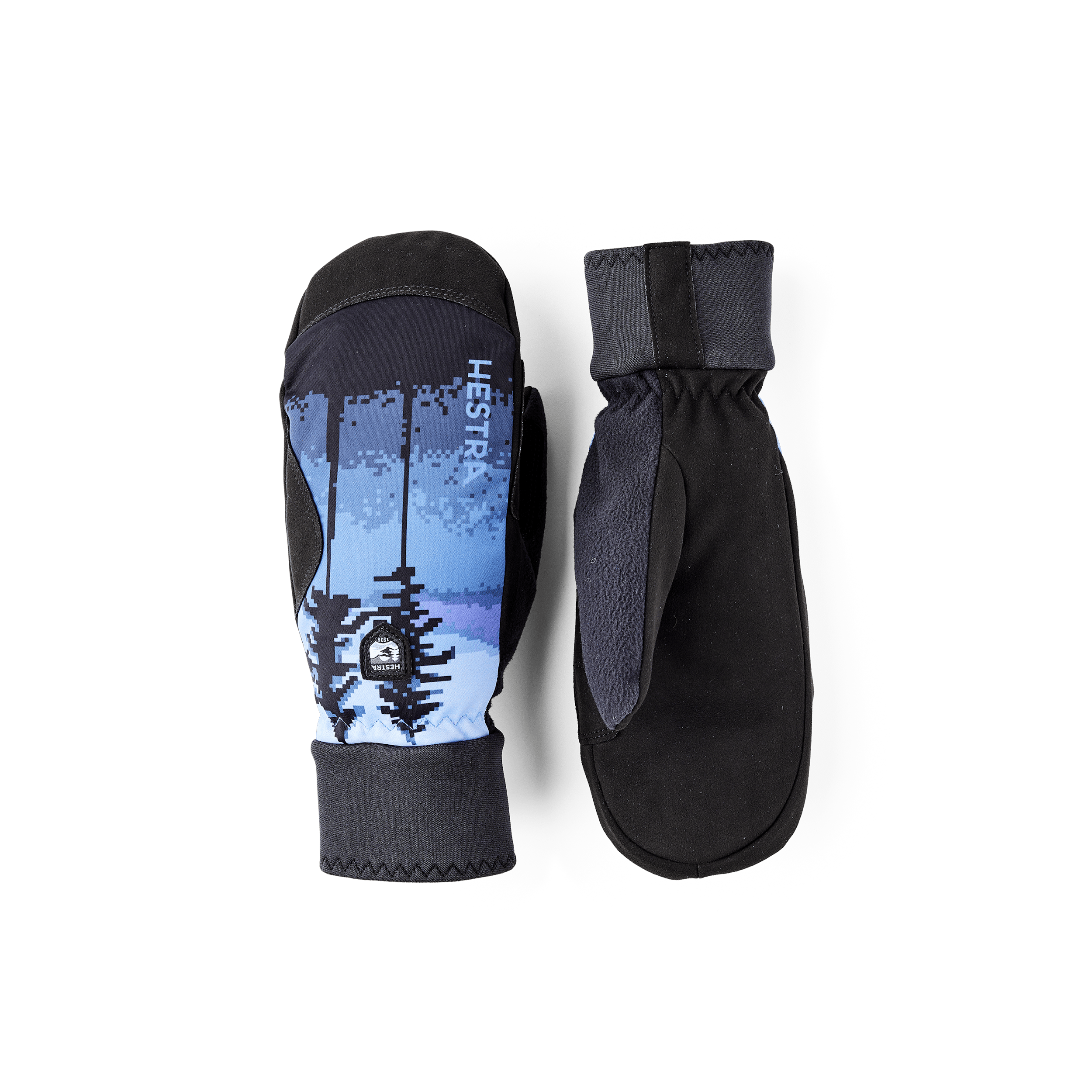 Dark blue print fabric mitten with black palm  (1 of 5)