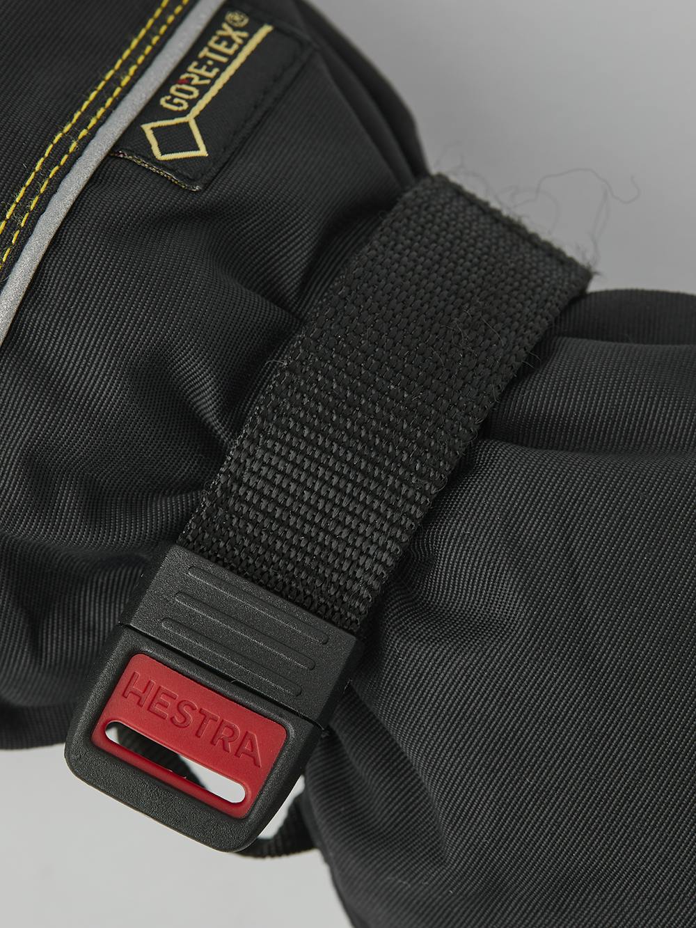 Black fabric mitten with synthetic palm and wrist adjustment (4 of 5)