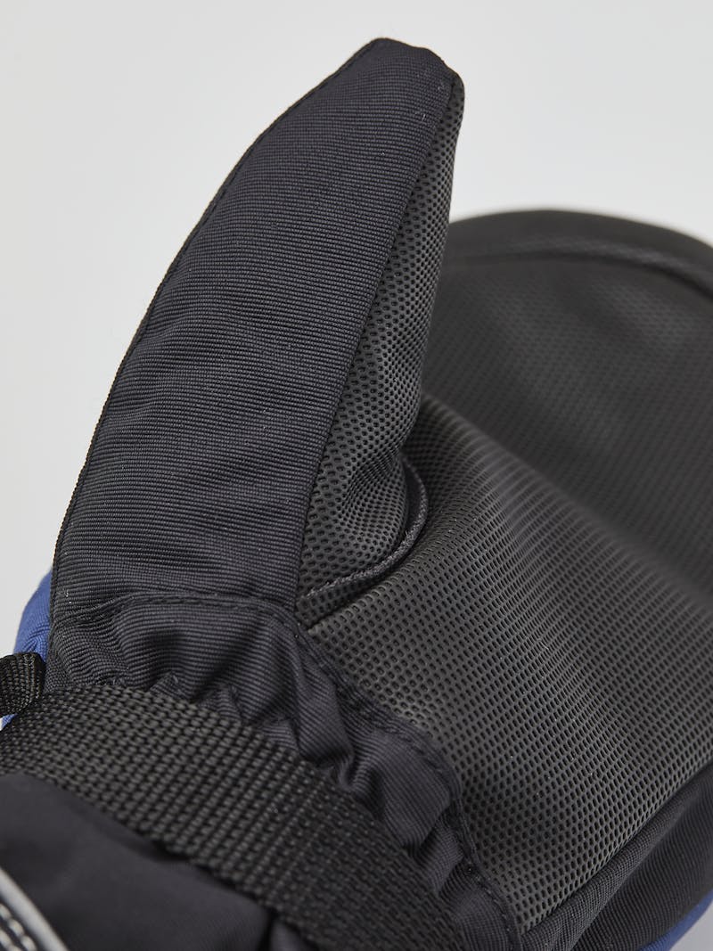 Blue fabric mitten with black synthetic palm and wrist adjustment (5 of 5)