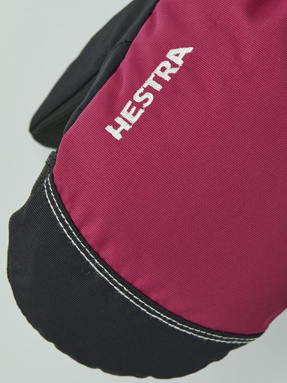 Pink and purple fabric mitten with black synthetic palm and wrist adjustment (2 of 5)