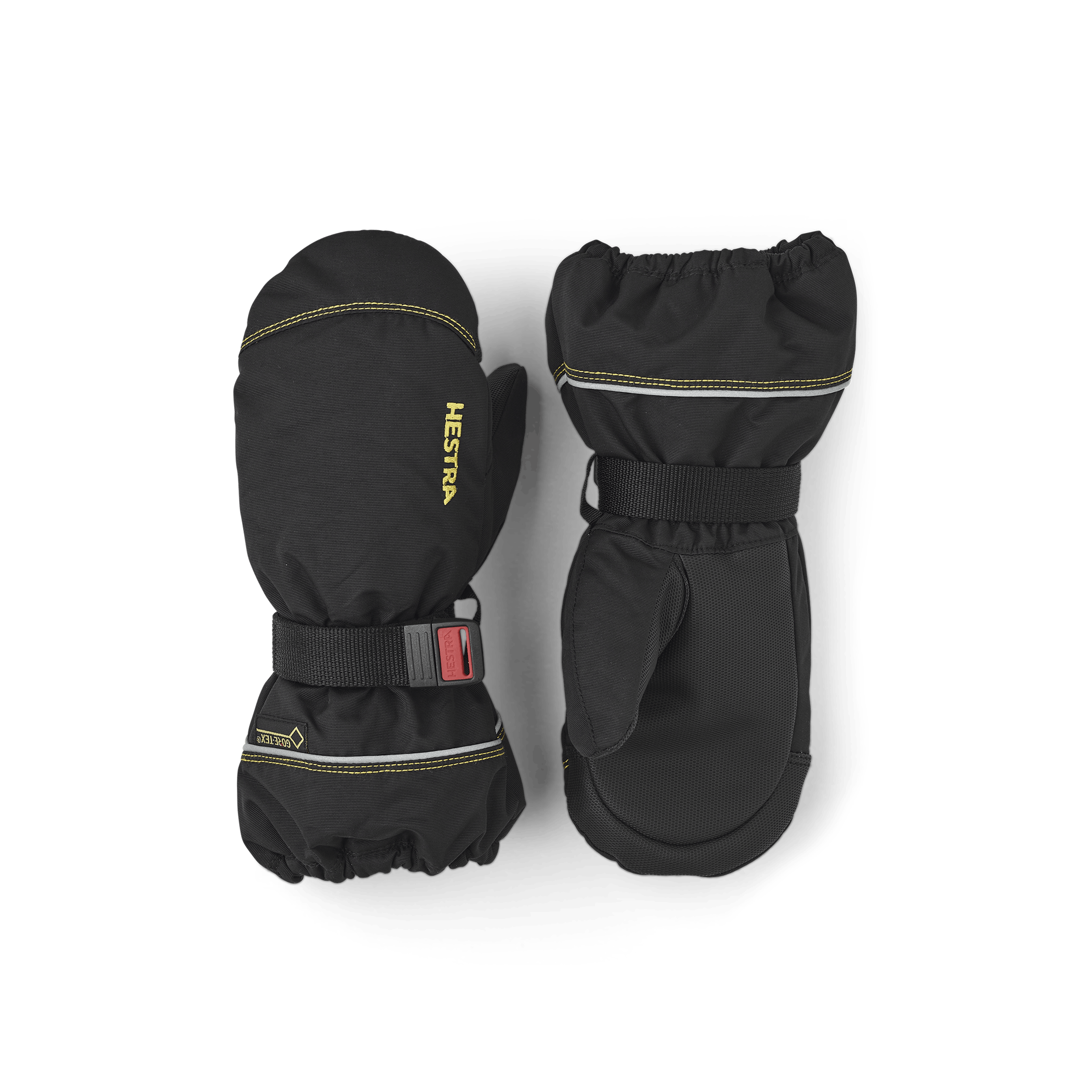 Black fabric mitten with synthetic palm and wrist adjustment (1 of 5)