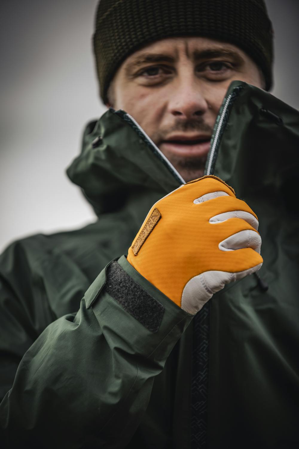 Orange glove with white goat leather palm
 (3 of 9)