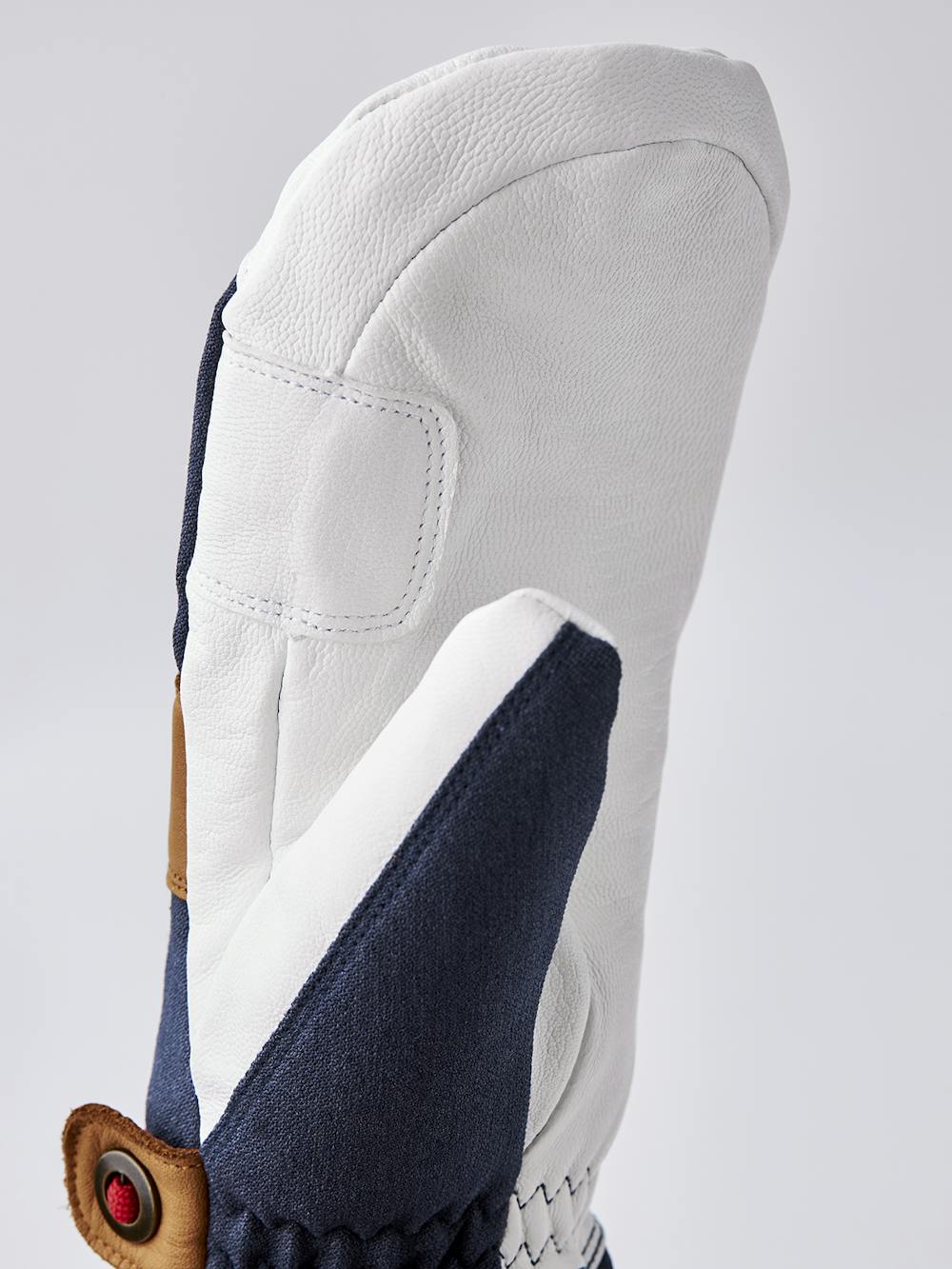 Dark blue mitten with white goat leather palm and wrist strap (3 of 5)