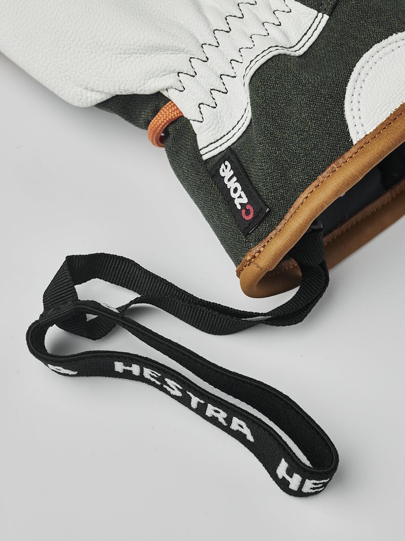 Dark green mitten with white goat leather palm and wrist strap (7 of 8)