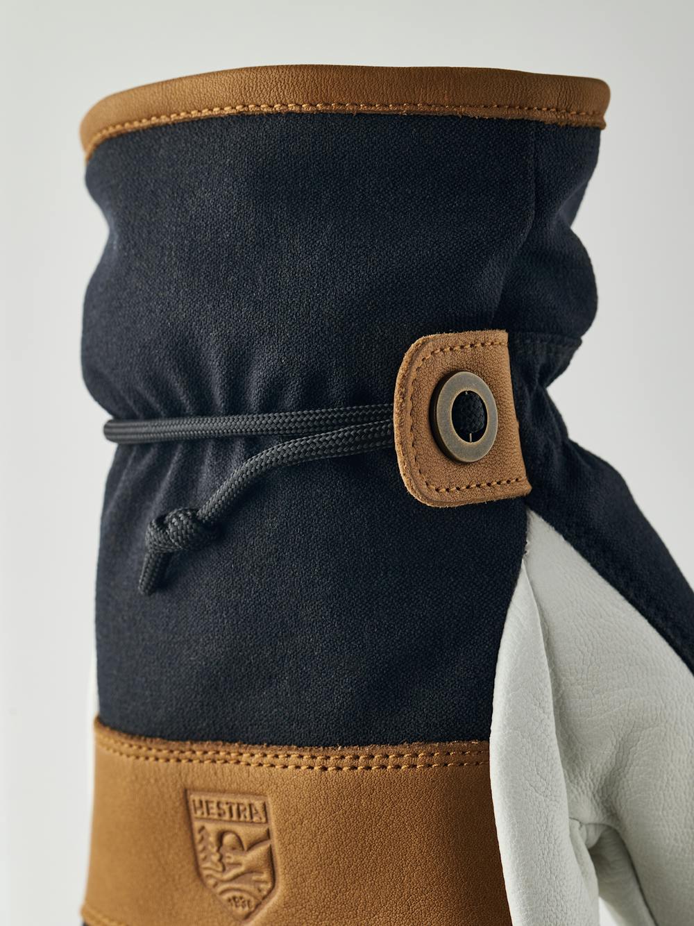 Black mitten with white goat leather palm and wrist strap (6 of 9)