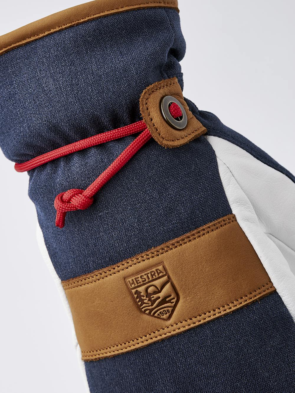 Dark blue mitten with white goat leather palm and wrist strap (4 of 5)