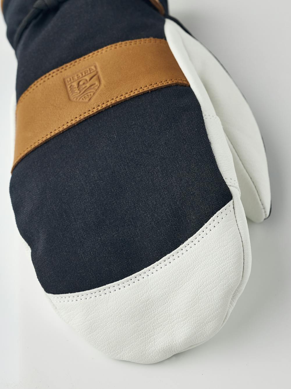 Black mitten with white goat leather palm and wrist strap (4 of 9)