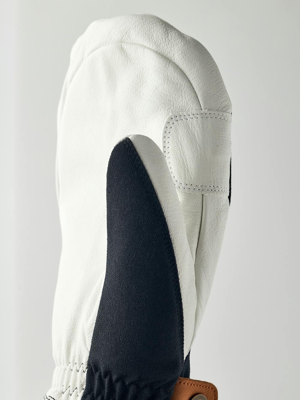 Black mitten with white goat leather palm and wrist strap (3 of 9)